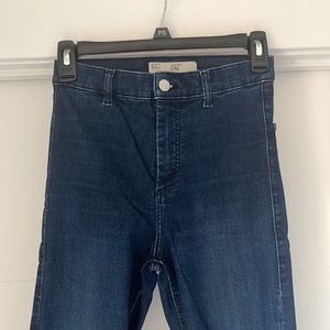 Topshop Moto jeans, JONI, 28 waist, 32 length, stretch, dark wash, skinny jean